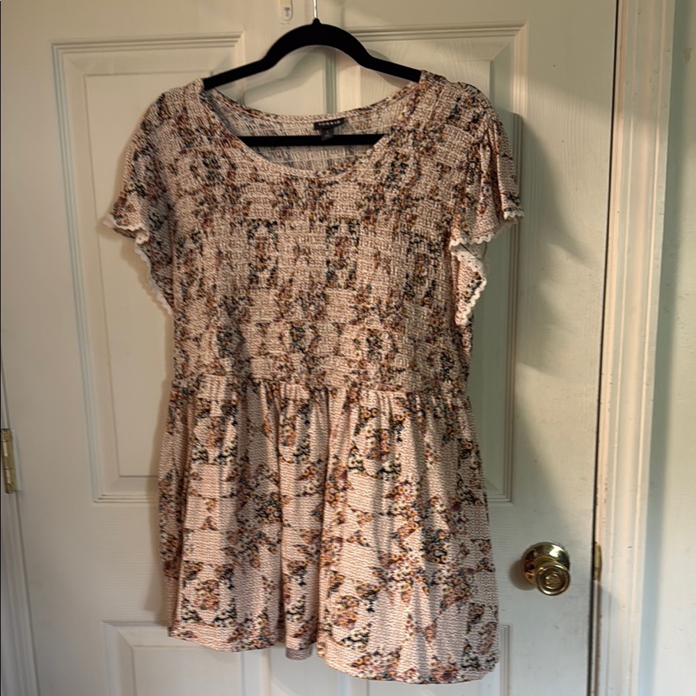 Torrid Pink Smocked Flutter Sleeve Tee